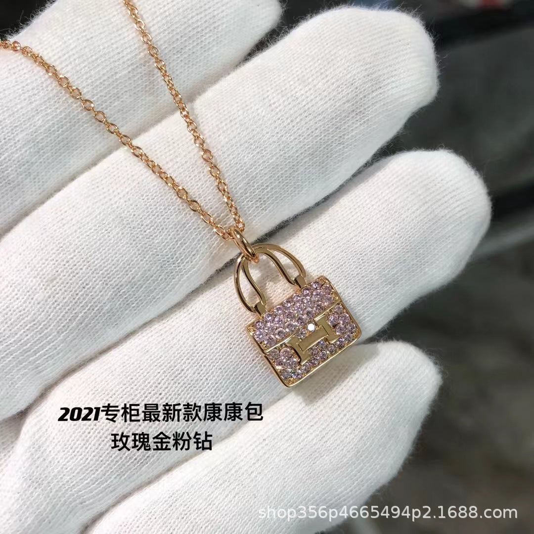 高版本爱马家新版康康包项链s925纯银新款H字母包包项链厂家直销