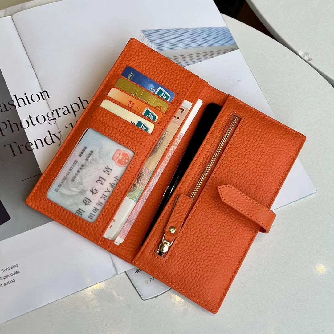 纯牛皮软皮长款超薄钱包大容量放手机女休闲气质真皮驾驶证包钱夹