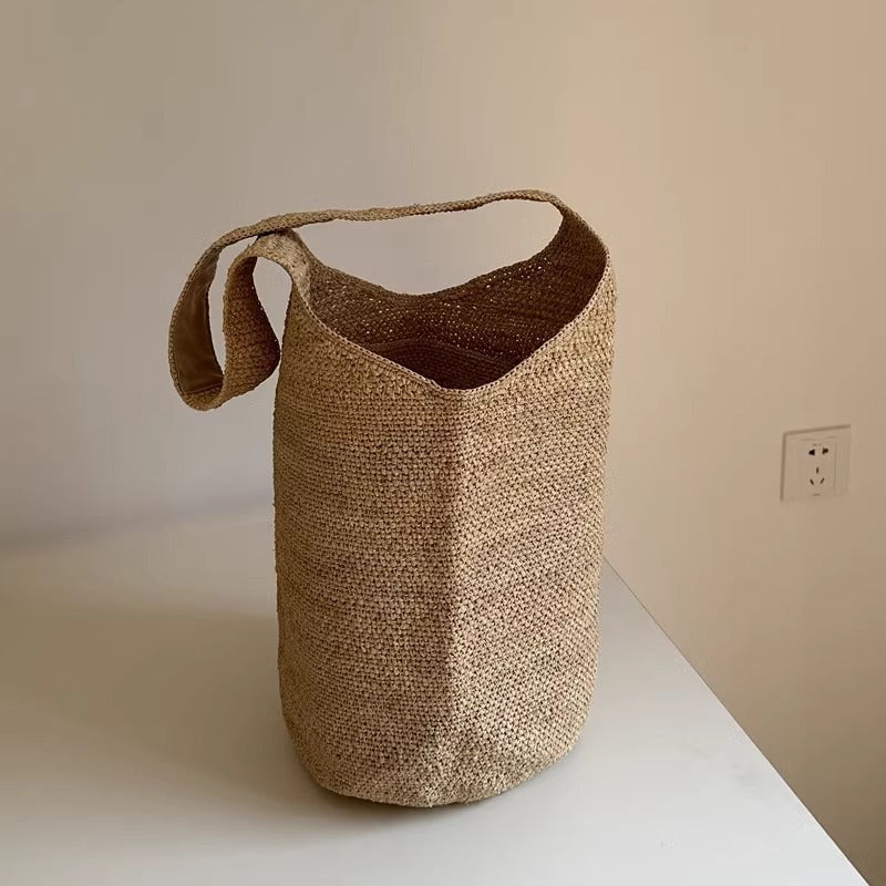 法式拉菲草编包女夏时尚百搭大容量单肩腋下托特海边度假沙滩女包