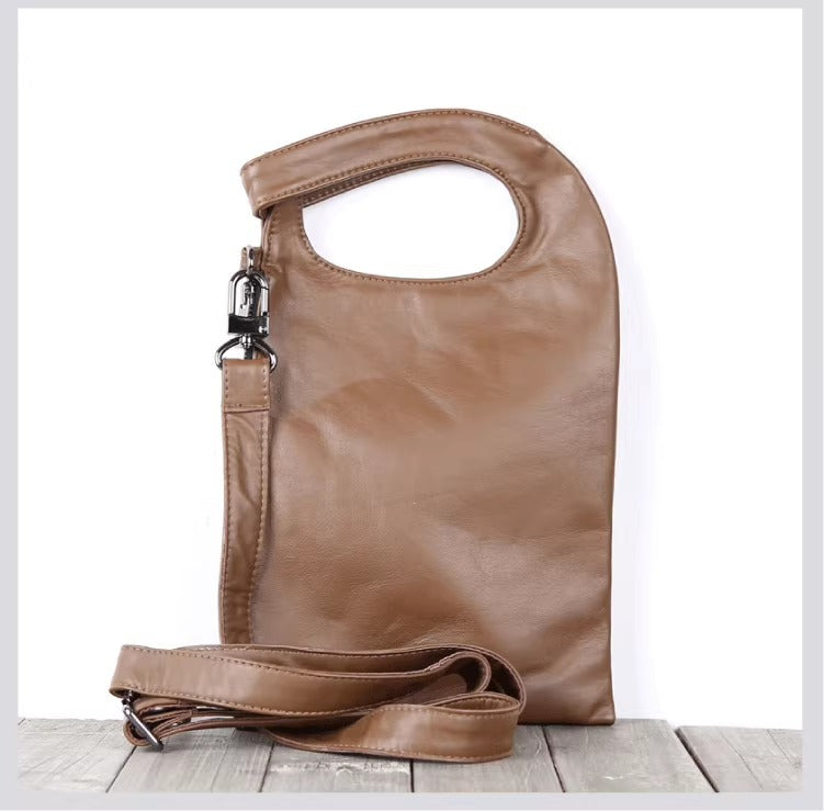 手工植鞣头层牛皮单肩斜跨手提包休闲真皮包袋男女情侣款无痕代发