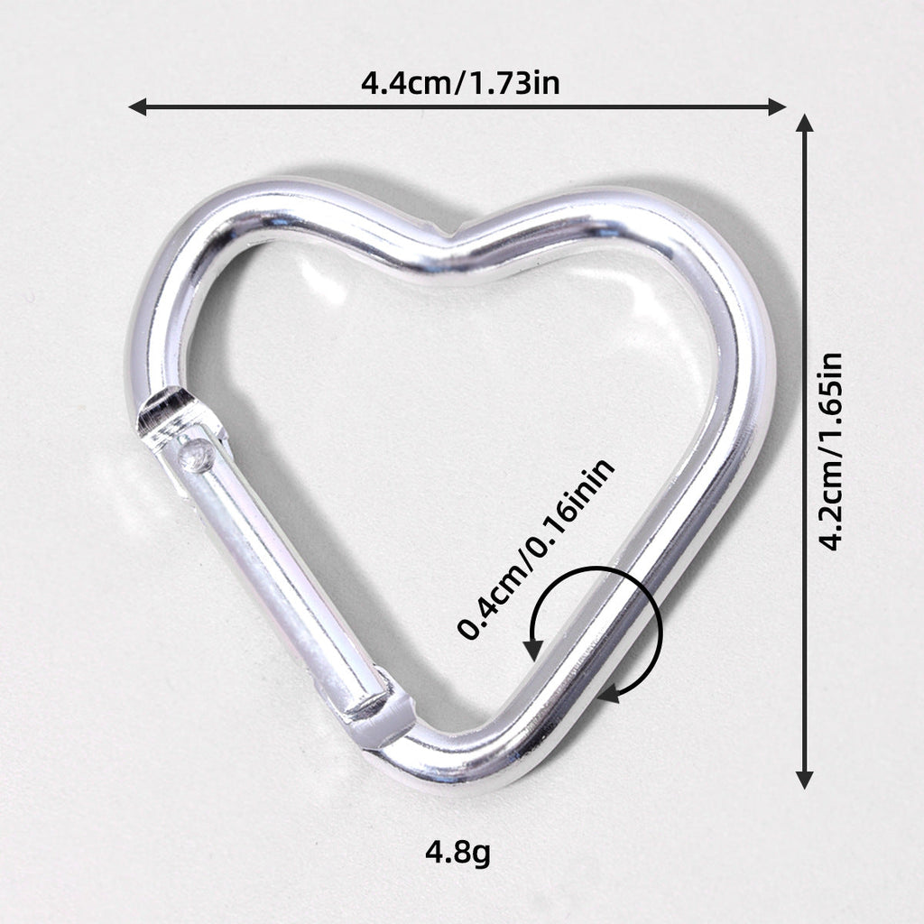 跨境代发贴标银色登山扣合金快挂扣心形钥匙扣背包扣爱心弹簧