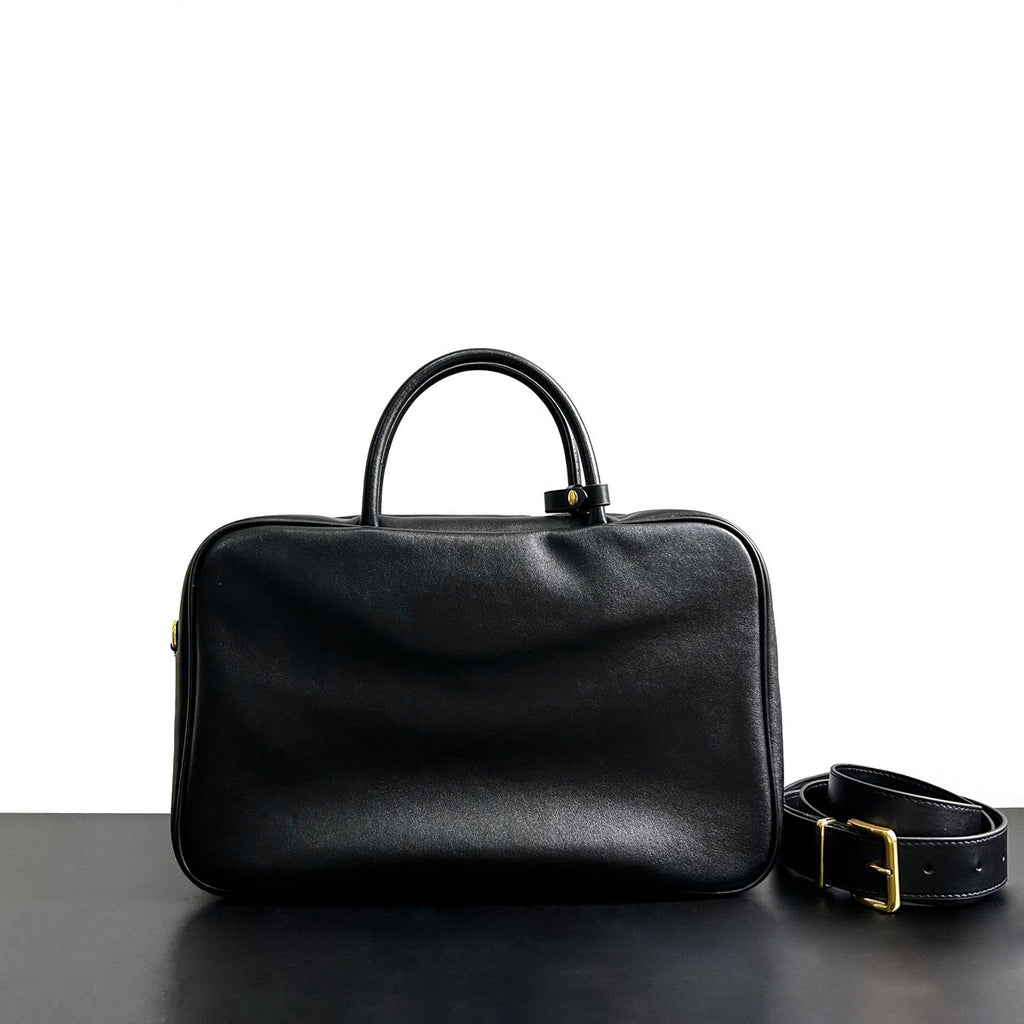 2023新款复古做旧公文包大容量通勤电脑包单肩斜挎真皮保龄球女包