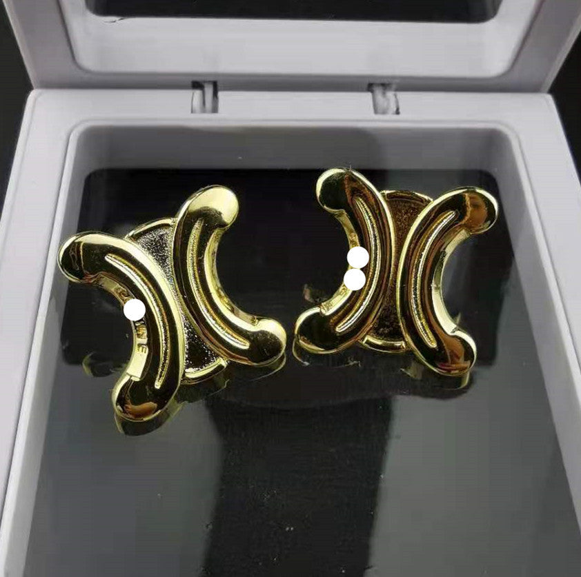 赛家新款欧美凯旋门耳钉女中古款法式复古猪鼻子设计感耳饰品耳环