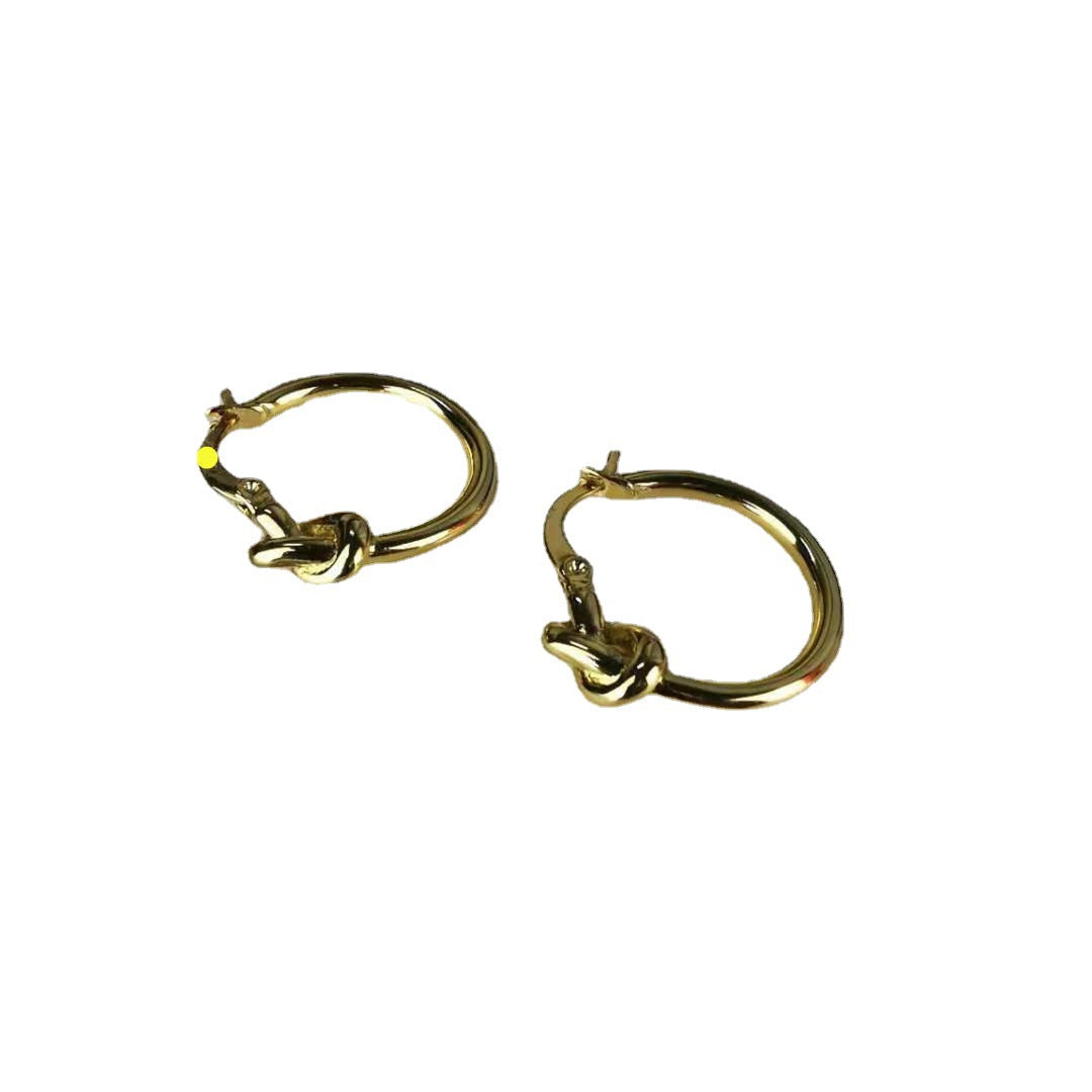 赛家新款celi打结耳环百搭复古简约港风法式耳钉小众设计感耳圈