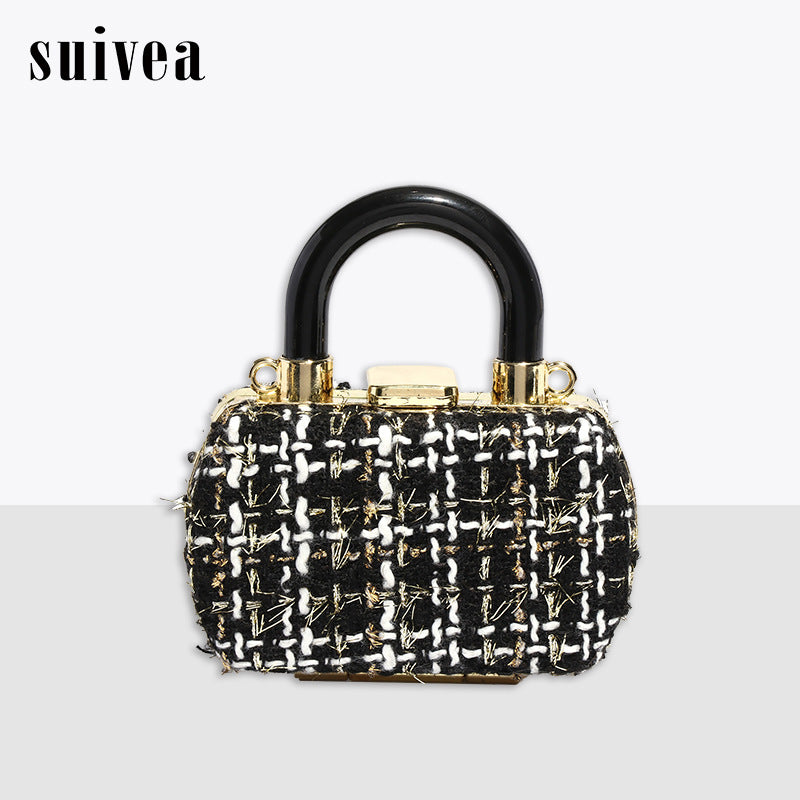 网红小香风迷你口红包化妆待带镜子随身口红盒便携洋气斜跨小包包