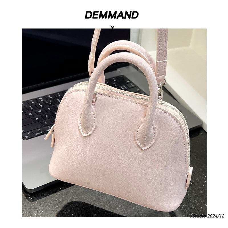 头层牛皮纯皮经典百搭时尚迷你手提小包贝壳包真皮单肩斜挎手机包