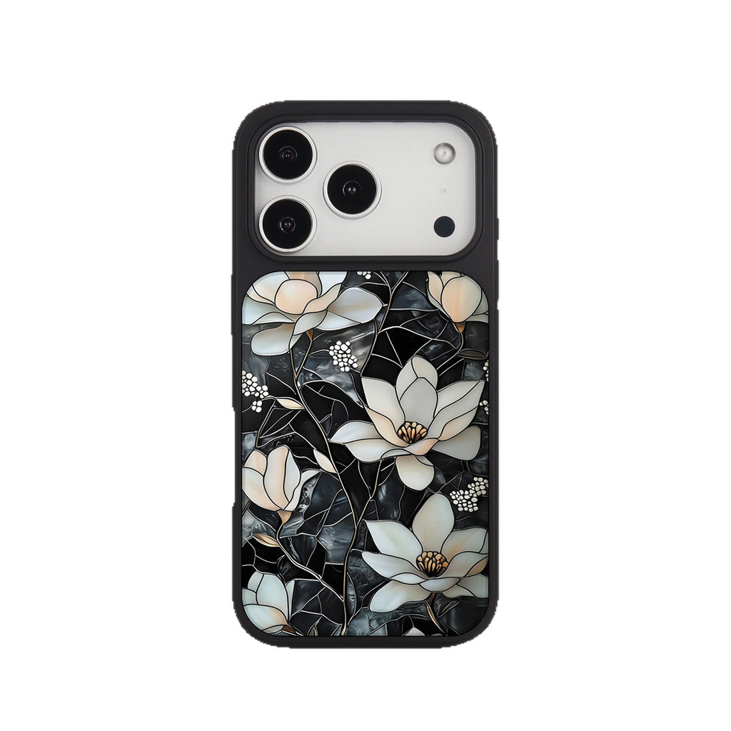 外贸跨境花朵适用苹果16pro晶瓷手机壳iPhone17亚克力PC磨砂防摔