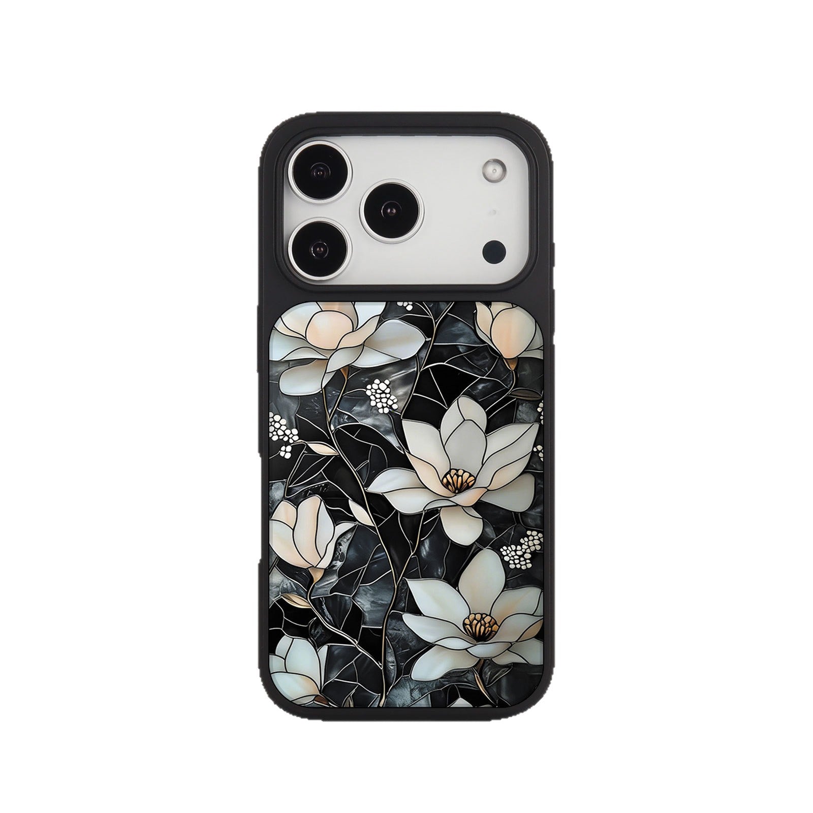 外贸跨境花朵适用苹果16pro晶瓷手机壳iPhone17亚克力PC磨砂防摔