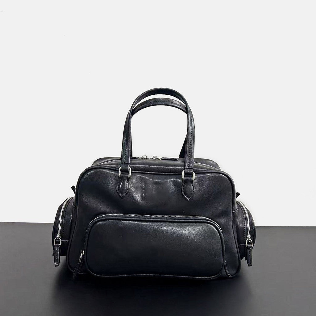 2024新款高级复古口袋机车包时尚通勤手提包大容量单肩大包包女