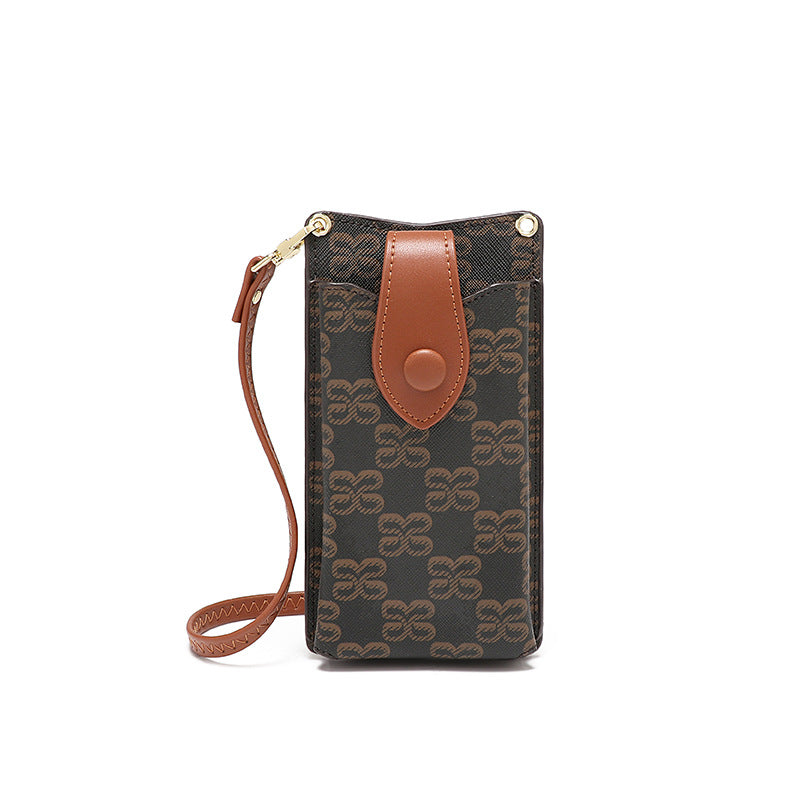 新款潮流印花竖款手机包时尚百搭小巧硬币零钱包轻便单肩斜挎卡包