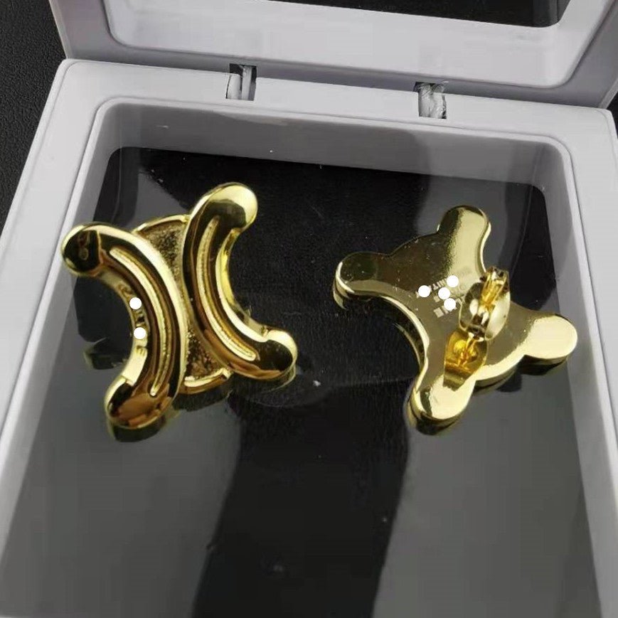 赛家新款欧美凯旋门耳钉女中古款法式复古猪鼻子设计感耳饰品耳环