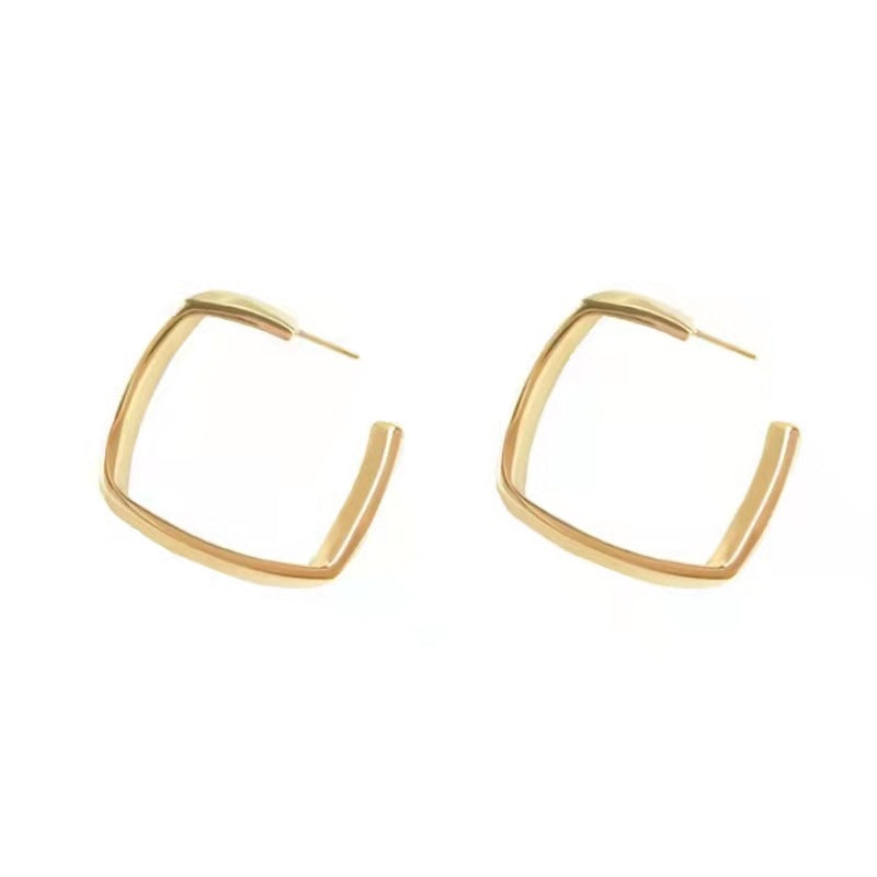 赛家新款复古方形耳圈时尚几何耳环潮韩国气质冷淡风耳钉女