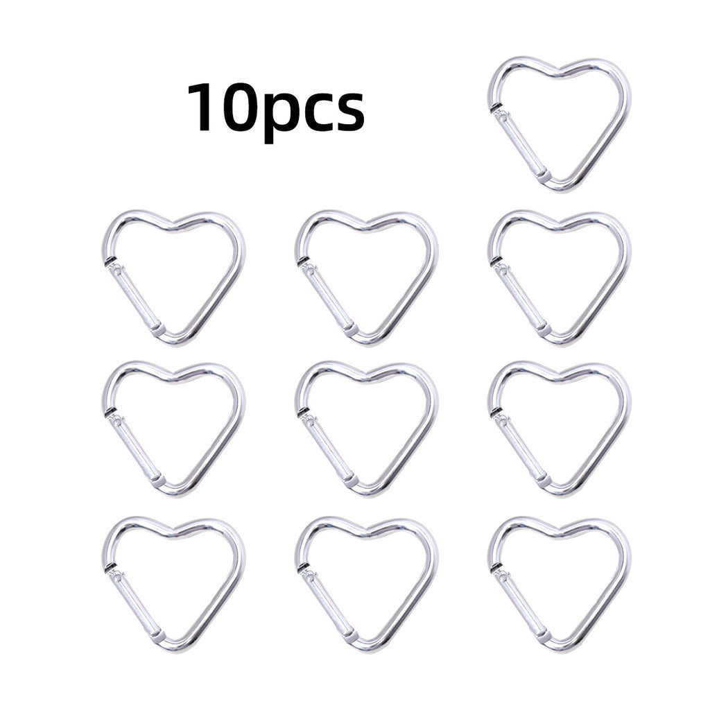 跨境代发贴标银色登山扣合金快挂扣心形钥匙扣背包扣爱心弹簧