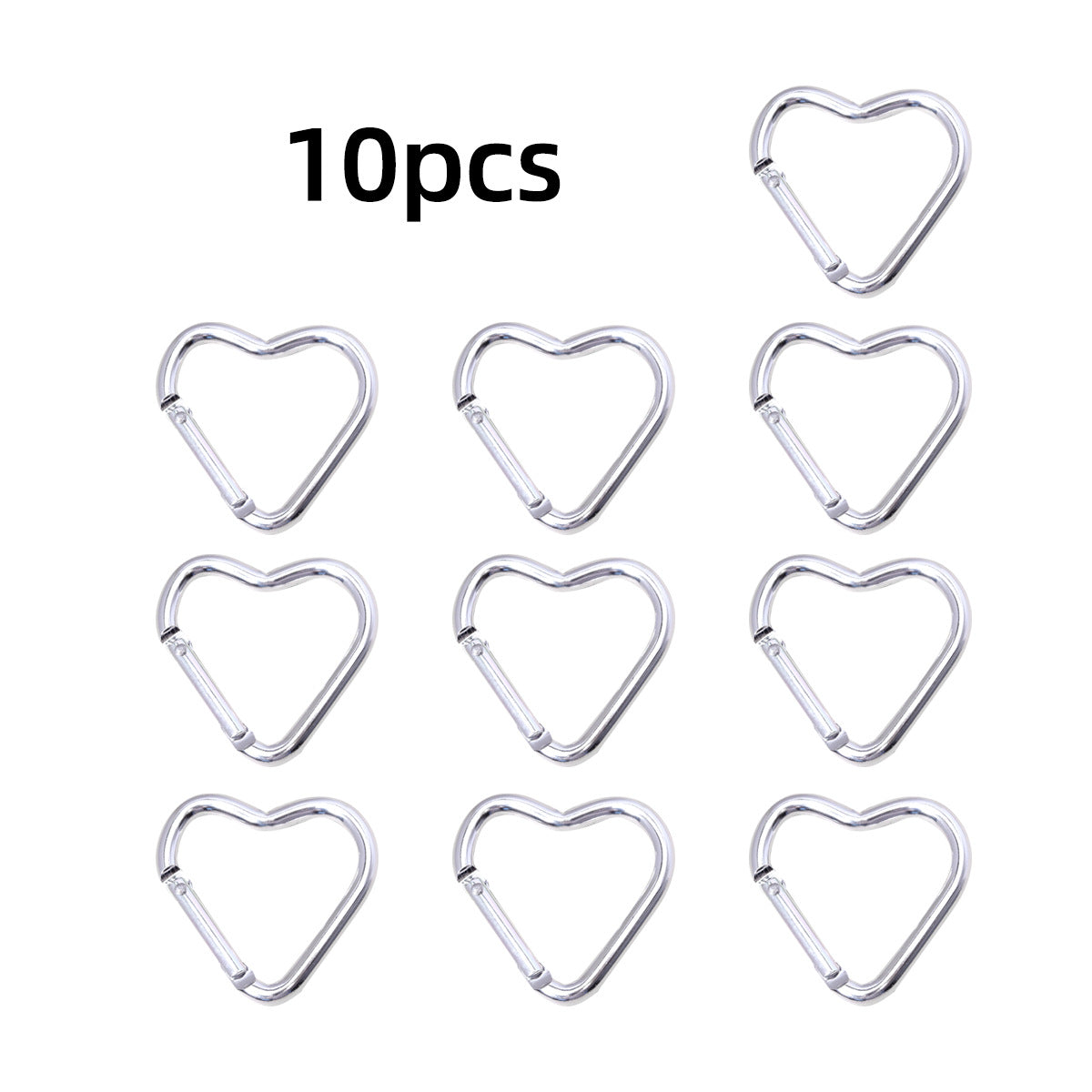 跨境代发贴标银色登山扣合金快挂扣心形钥匙扣背包扣爱心弹簧