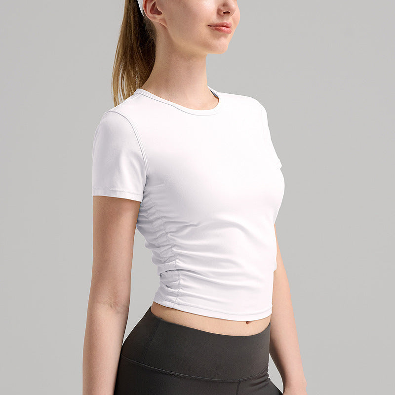 瑜伽服上衣女罗纹系列健身短袖透气速干运动T恤lulu高弹圆领背心