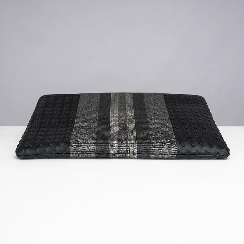 X&BV手拿包男真皮休闲潮流青年编织商务大容量信封包男手包夹包男