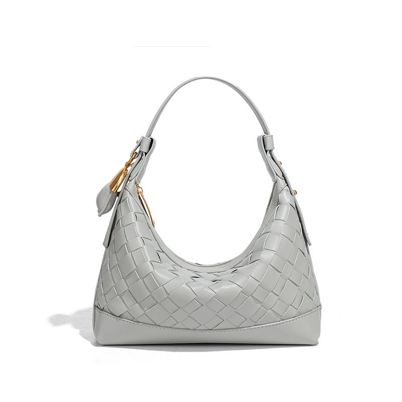 2025新款泡芙手工编织包包女大容量休闲手提饭盒包软皮单肩斜跨包