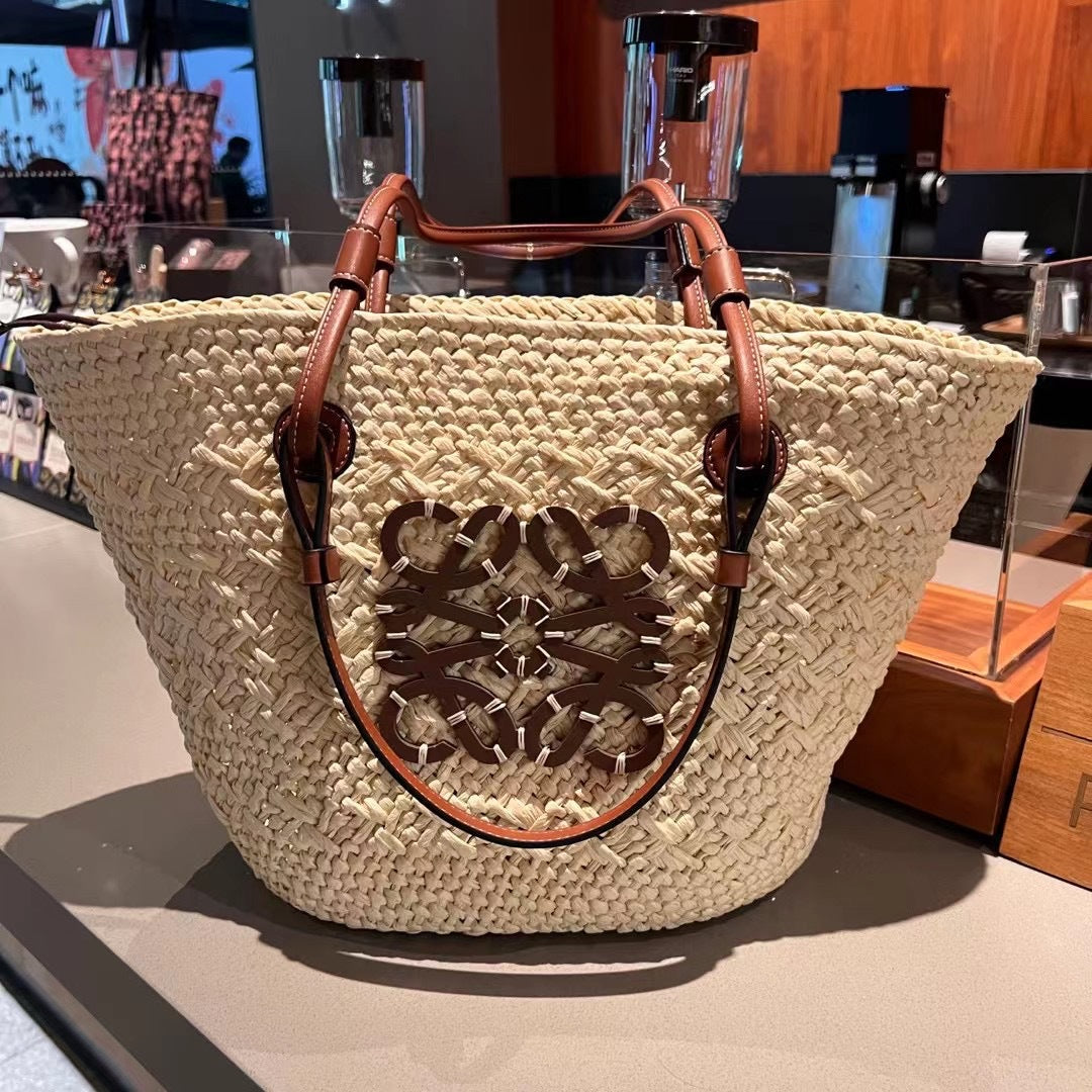 法式藤编草编包2023新款田园风手工编织斜挎托特海边度假单肩包