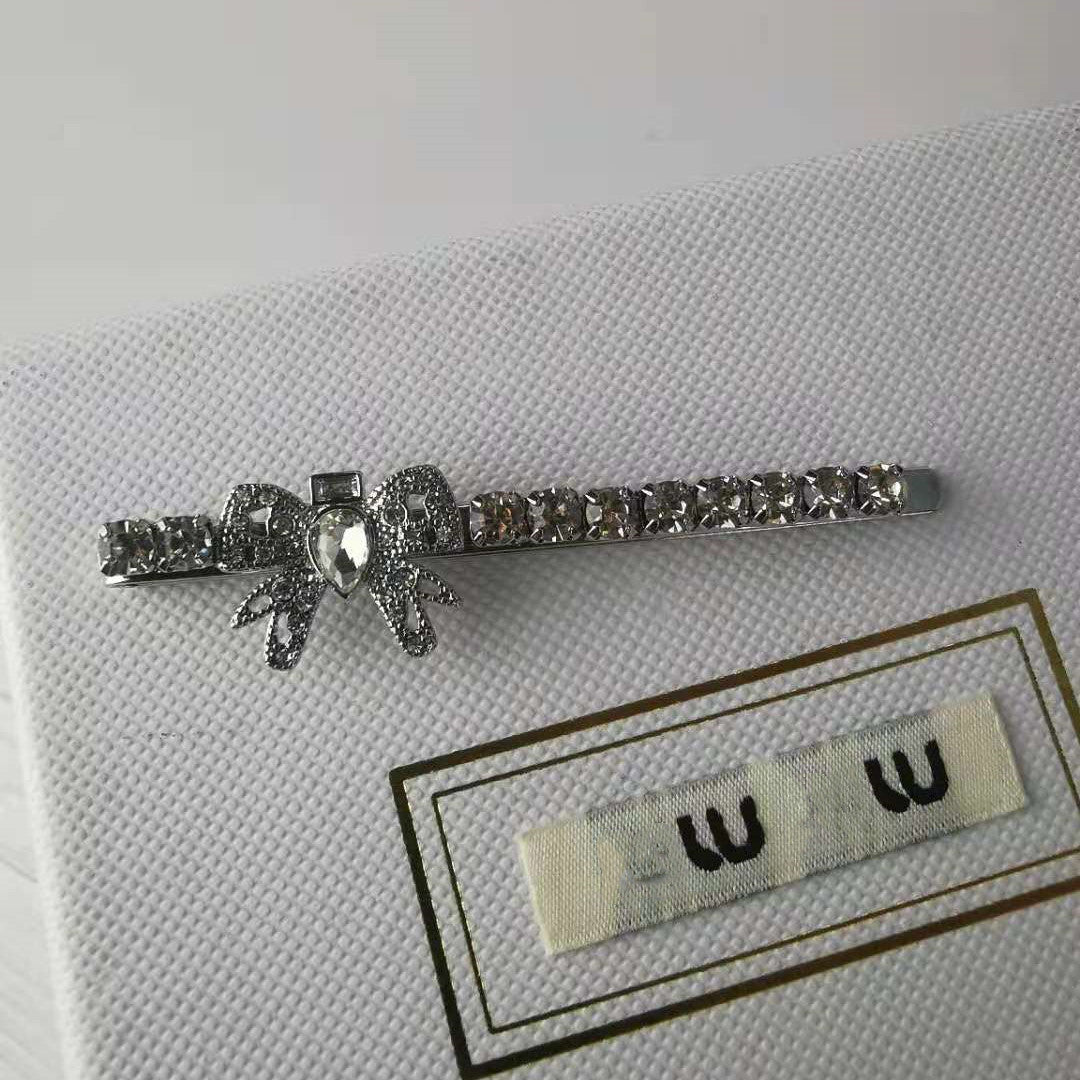 缪家新款仿水晶蝴蝶结发夹满钻甜美气质网红同款高级感一字夹