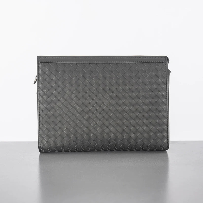 X&BV新款男士包包真皮休闲商务手拿包男时尚大容量编织潮牌手包男