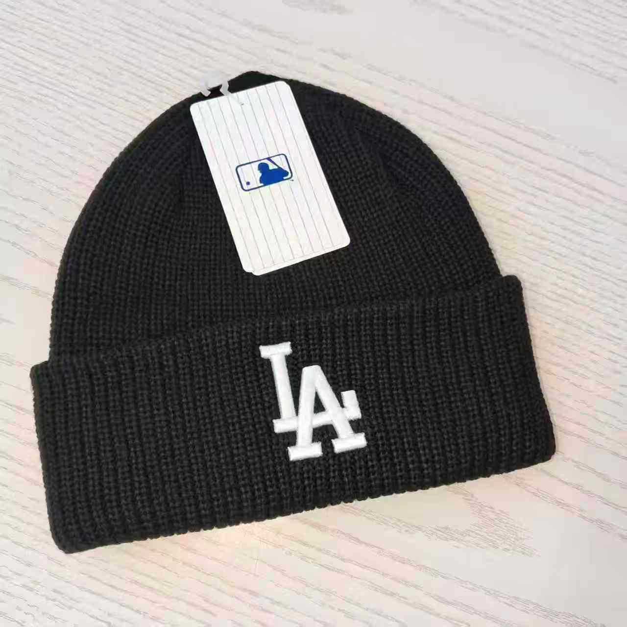 MLB毛线帽新款字母刺绣la冷帽男女情侣百搭秋冬季保暖纯色ny帽子
