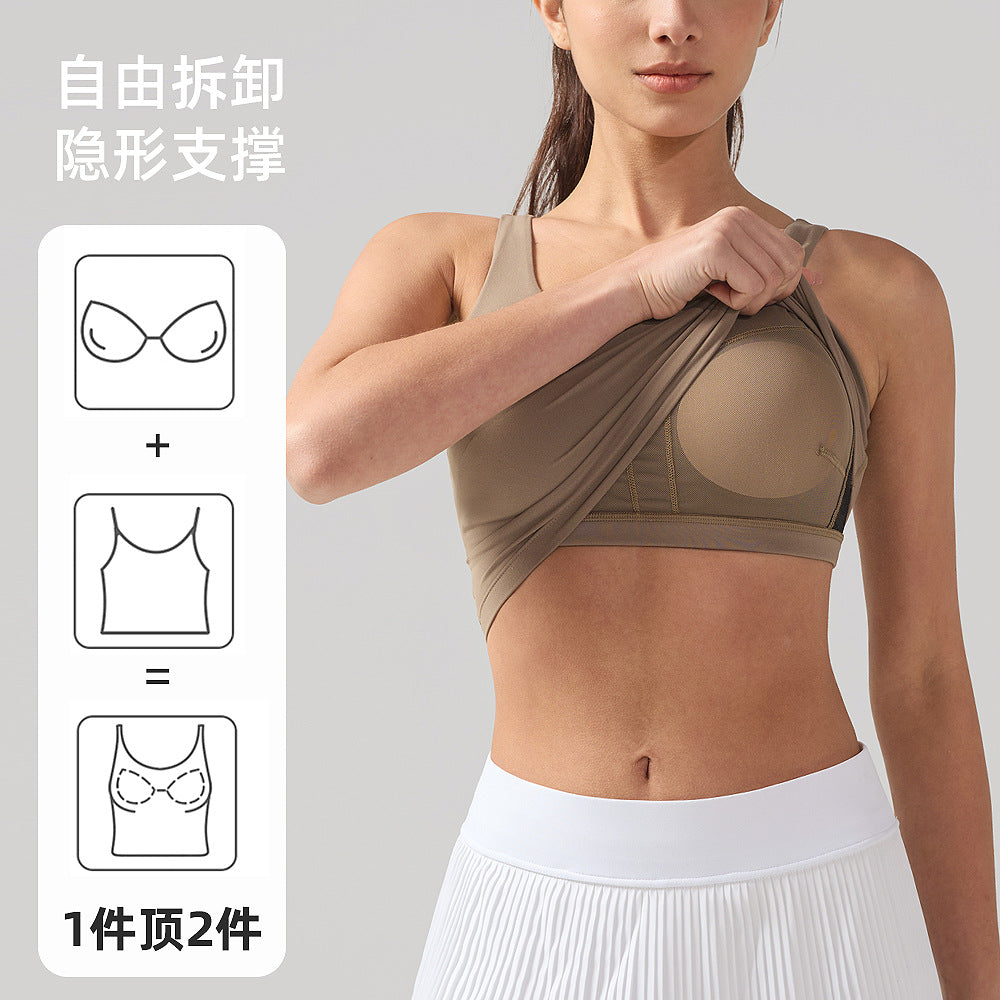 lulu交叉运动内衣女莱卡高弹力防震健身文胸透气速干瑜伽背心bra