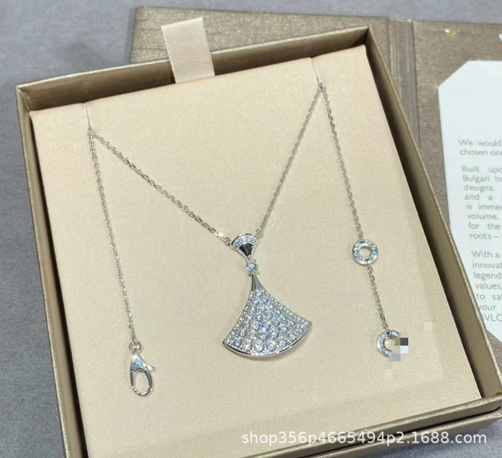 高版本Bao家小扇子项链精工CNC白贝小裙子项链S925银镀18k厚金