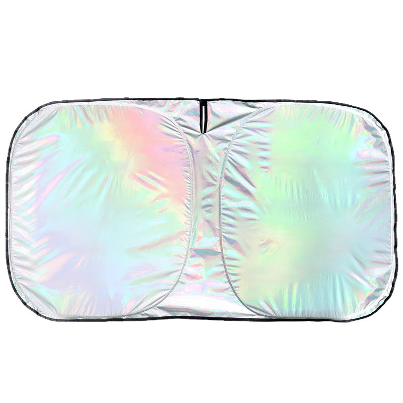 夏季新款镭射车用太阳挡商务卡嵌式汽车遮阳挡防晒隔热遮光帘批发