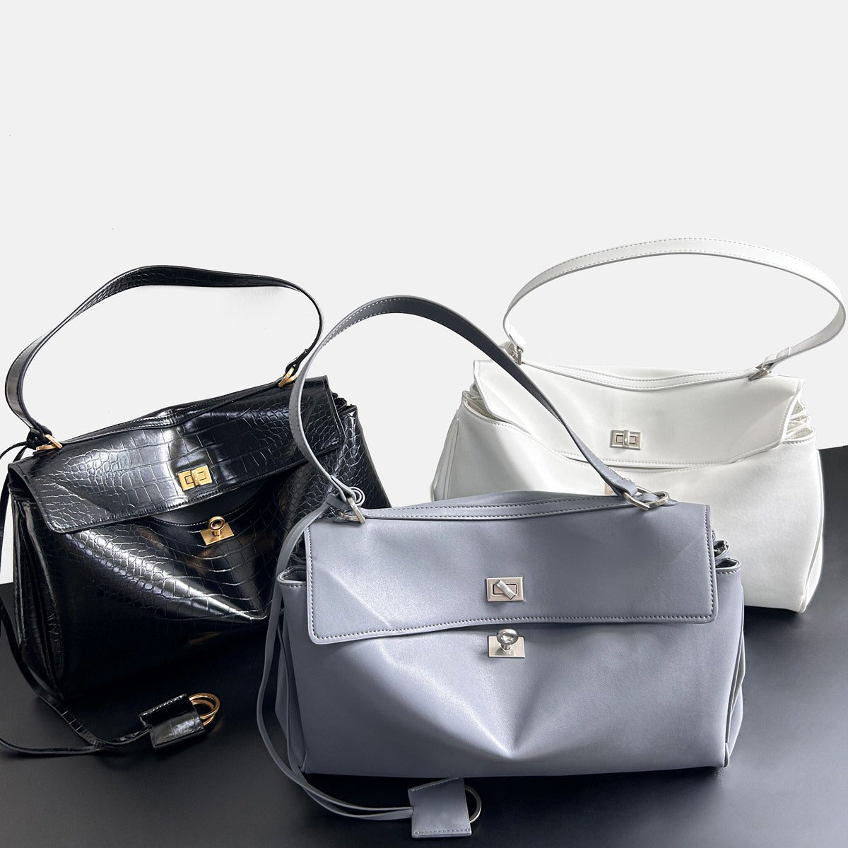 大气时尚锁扣牛皮女包2024新款链条轻便质感洋气真皮软皮斜挎包包