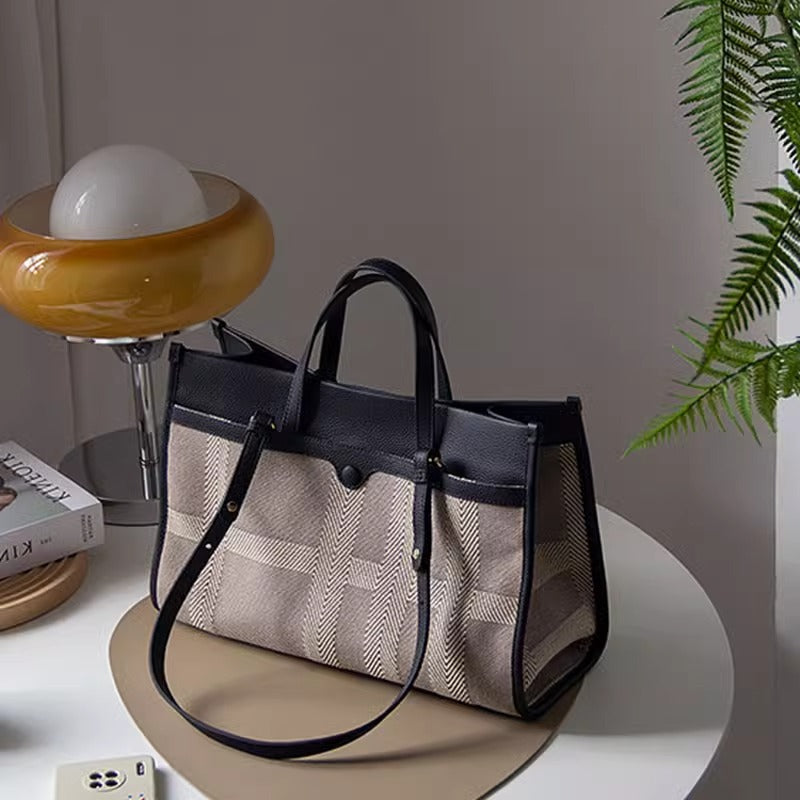 包包女秋冬新款 大容量托特包手提帆布电脑包简约时尚通勤单肩包