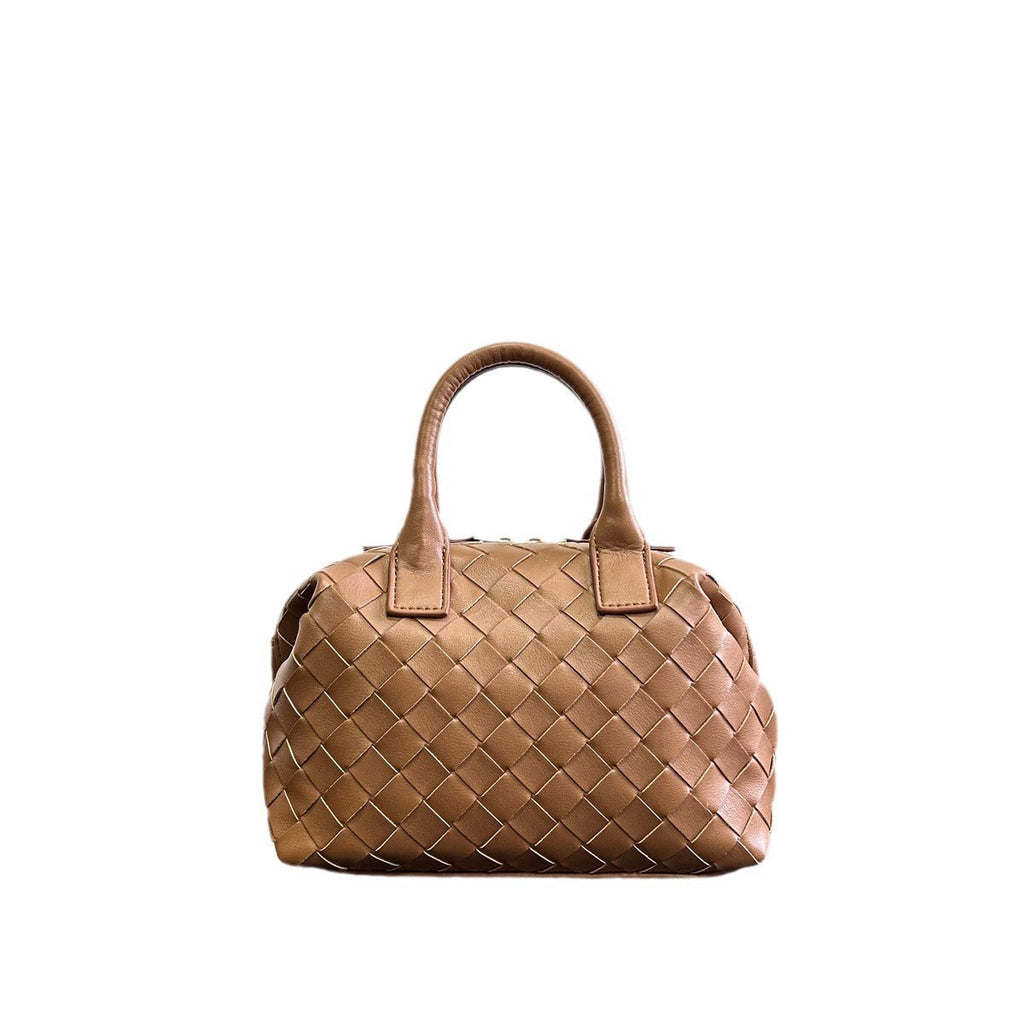 2023年秋冬新款真牛皮时尚包百搭休闲包单肩包编织手提女士包包