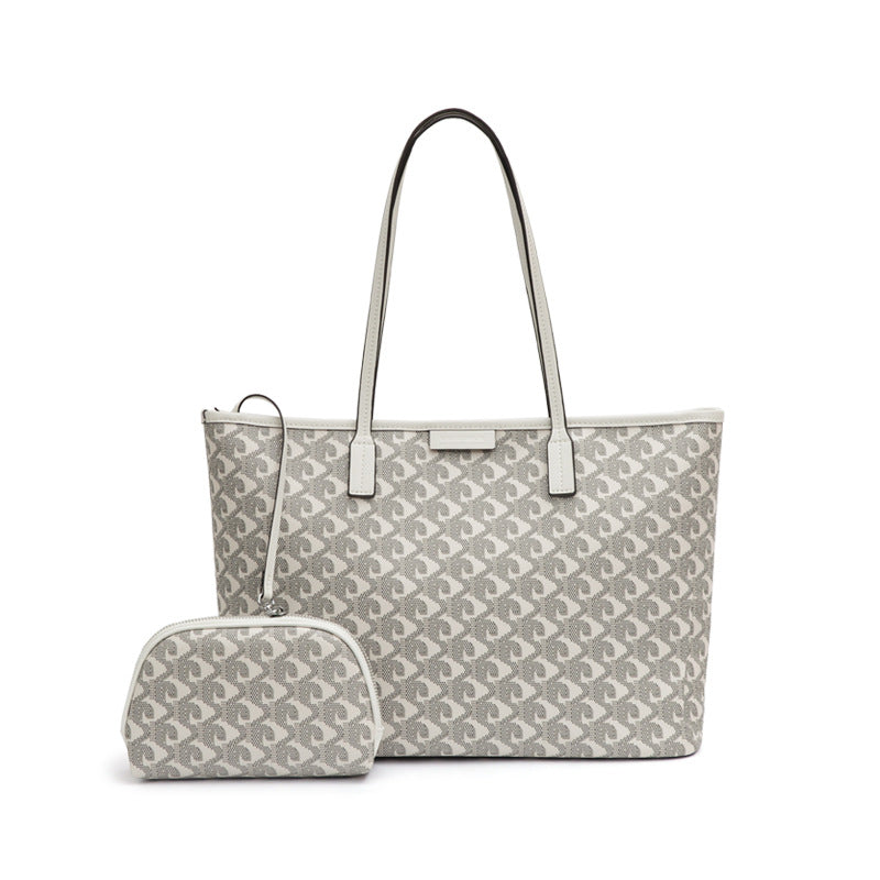 新款简约休闲手提单肩女包上班通勤百搭软皮大容量狗牙子母托特包