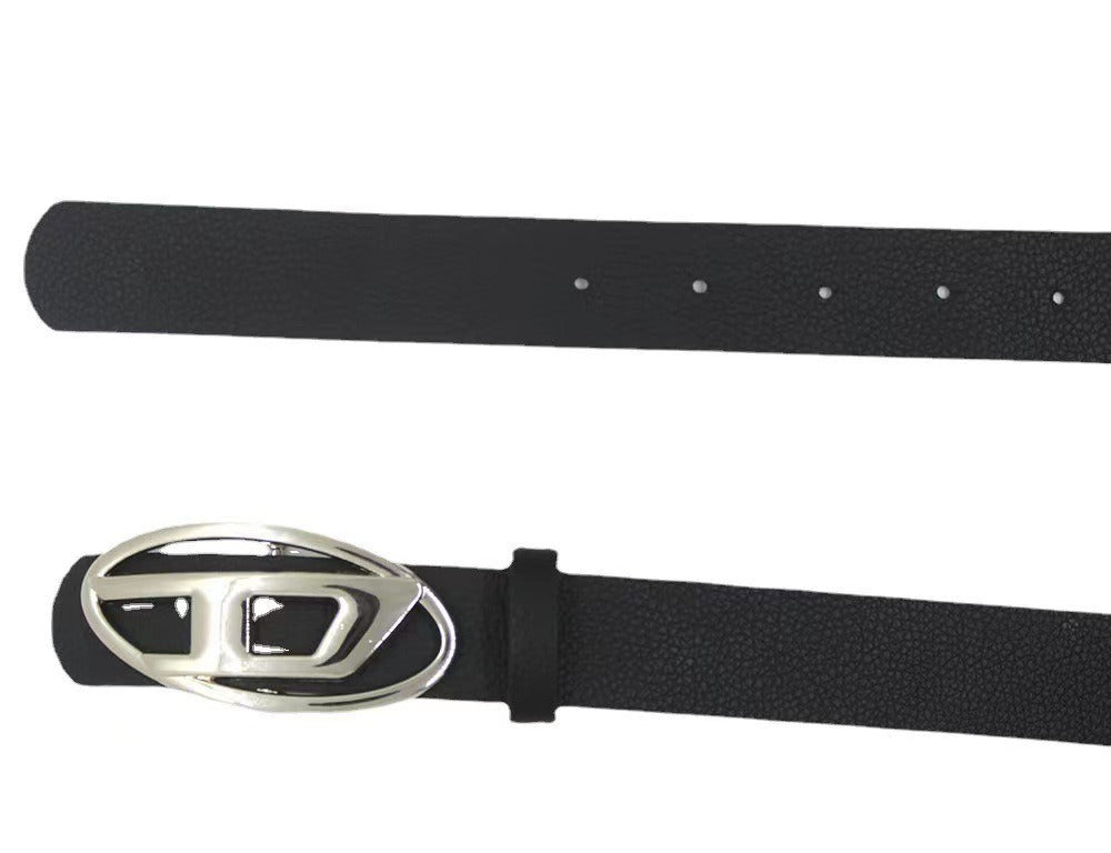 美式复古银色扣D字母腰带男女通用百搭装饰连衣裙牛仔裤皮带工厂