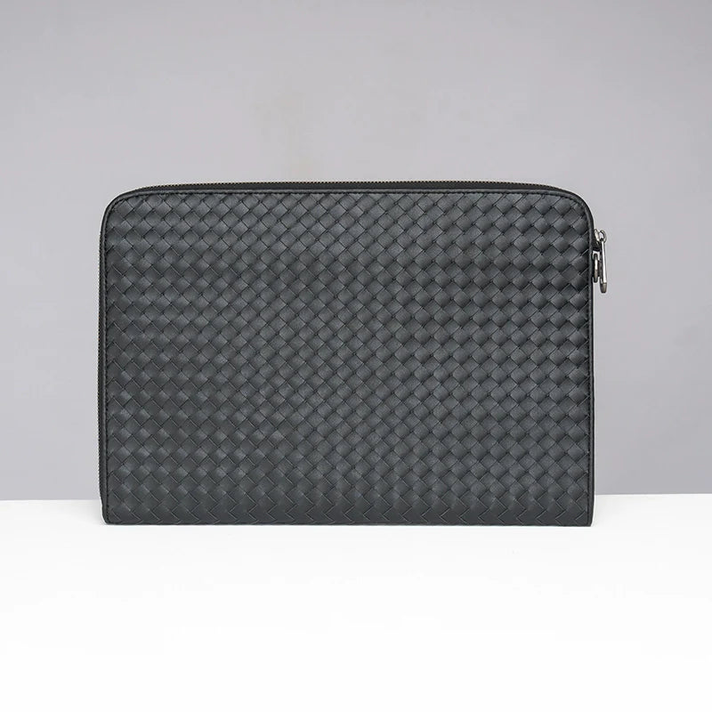 X&BV男士包包手拿包真皮休闲大容量新款编织时尚夹包手抓包手包男