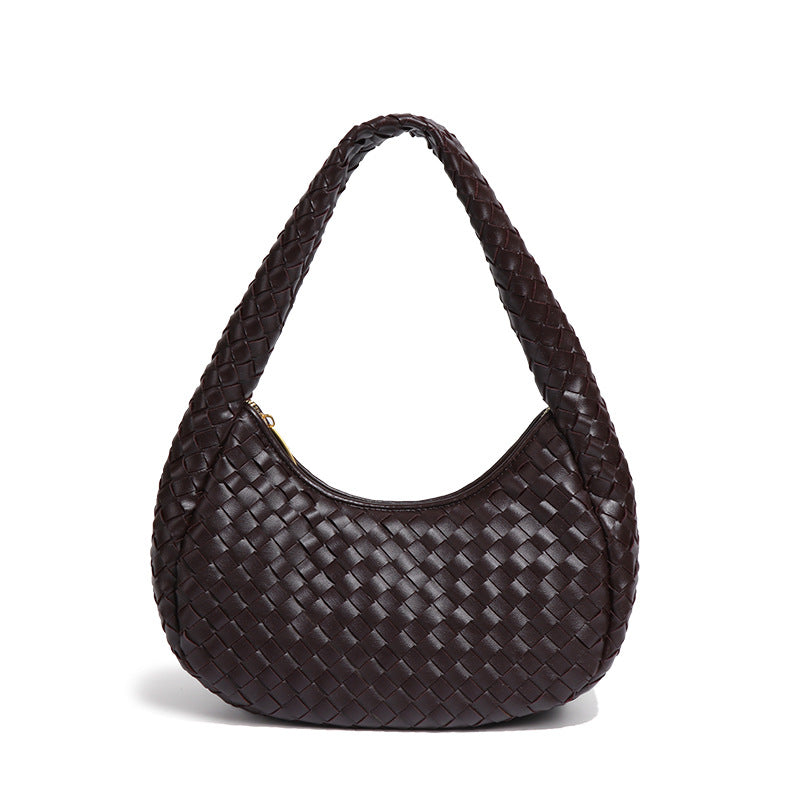 外贸批发小众时尚编织饺子包单肩简约百搭手拎女包质感休闲腋下包