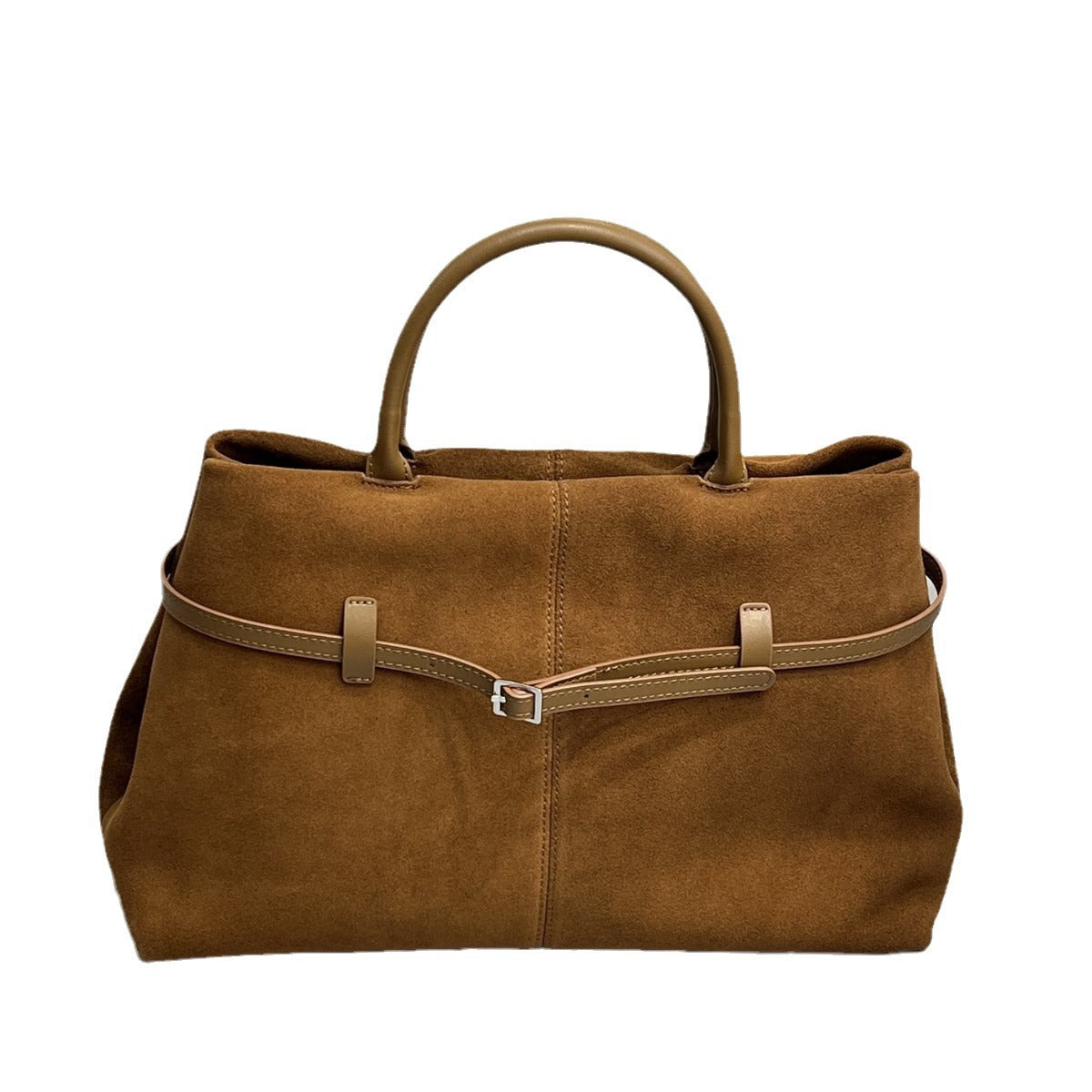 女包中古麂皮大容量托特包保龄球包牛皮通勤公文包腋下手提斜挎包