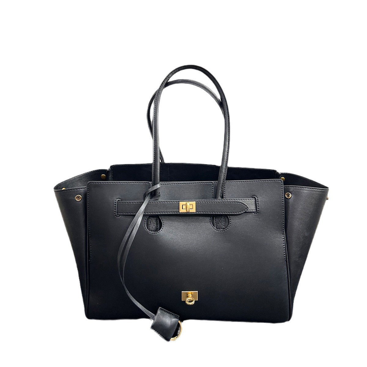 2024冬季新款锁扣托特包大容量中性机车包女头层牛皮真皮单肩包包