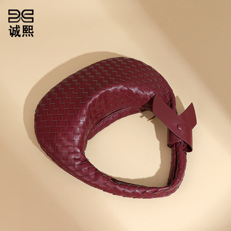 外贸批发大容量编织单肩女包慵懒风潮流月牙饺子包时尚手提腋下包