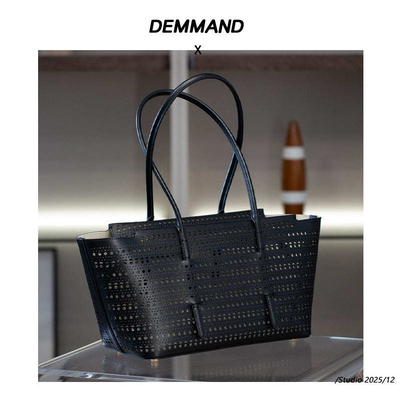 2025新款韩版时尚大容量镂空设计单肩子母包休闲百搭托特包包