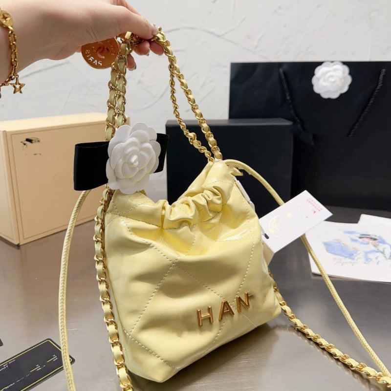 小香风菱格链条包包女2024新款春mini垃圾袋包通勤斜挎迷你托特包