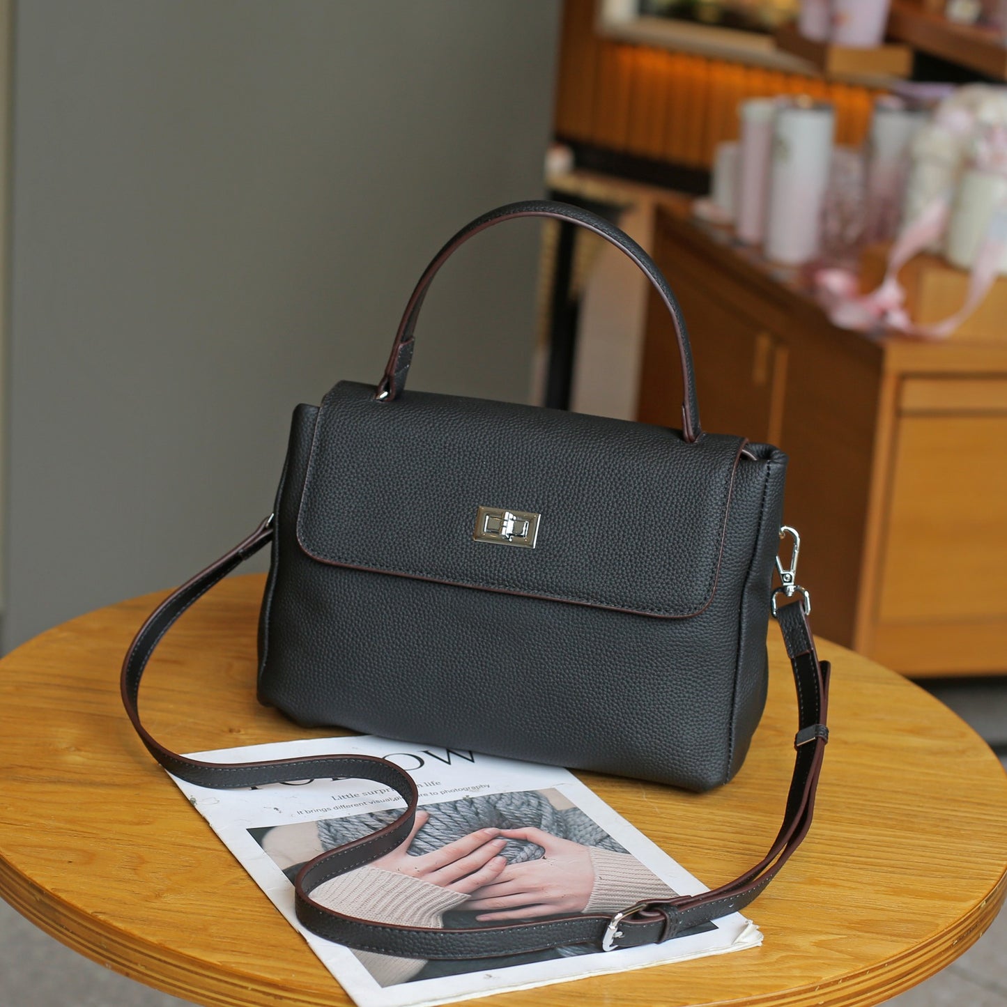 头层togo牛皮手提包通勤百搭单肩包女包时尚小众配双肩带无痕代发