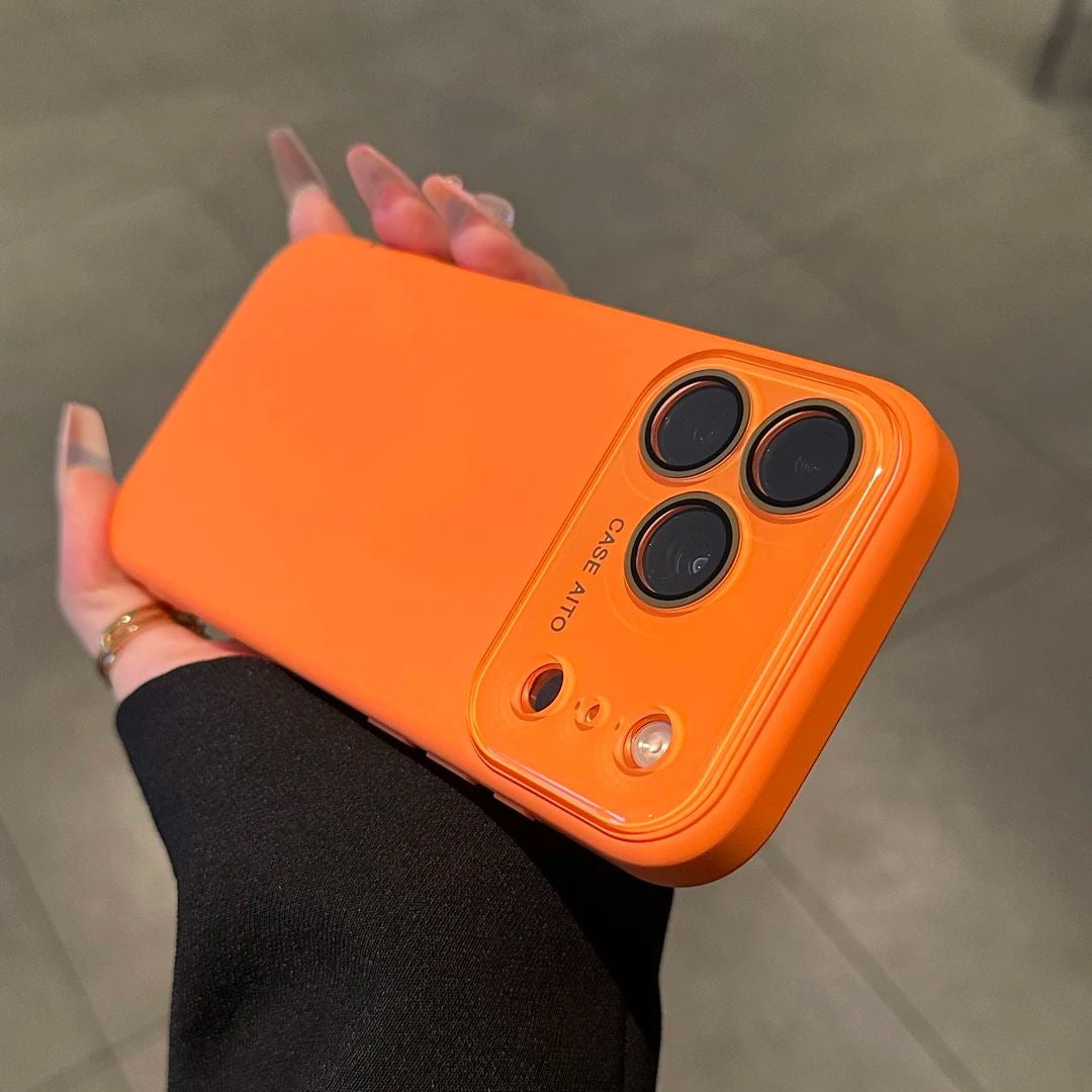 ins风跨境爆款液态大视窗苹果17Promax手机壳纯色iPhone16软硅胶