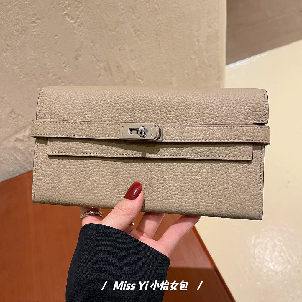 真皮凯莉钱包长款 荔枝纹多卡位钱夹零钱包大容量手机包证件卡包