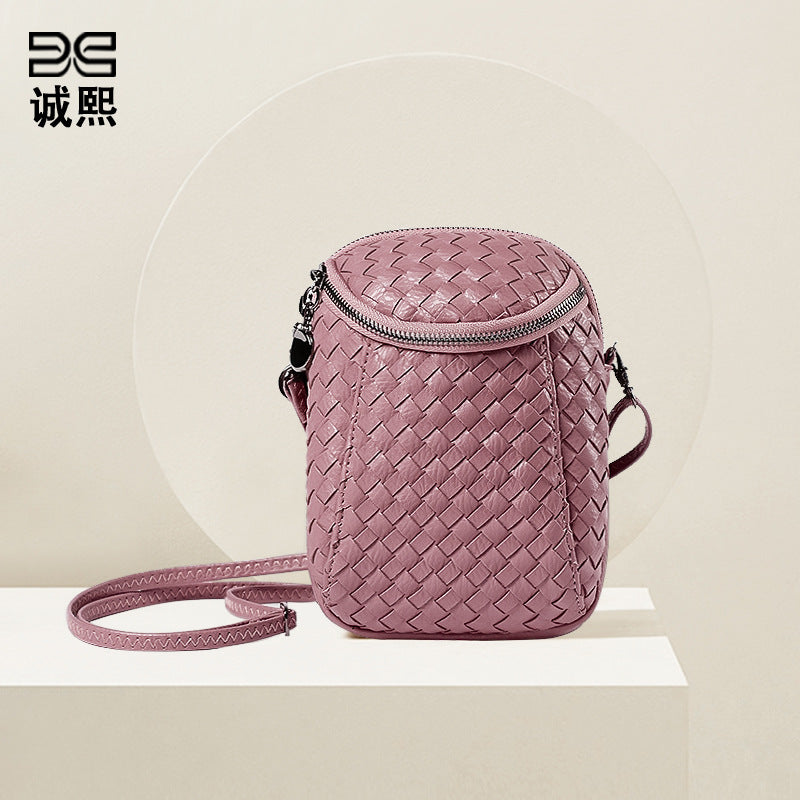 女包批发2025新款韩版单肩斜挎包迷你编织手机包零钱包  一件代发