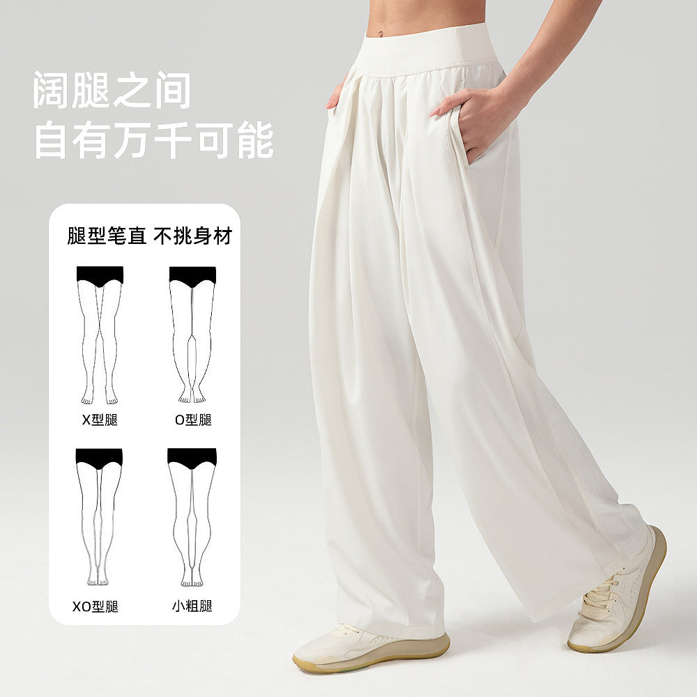 lulu网球运动裤女显瘦高腰健身长裤防晒透气速干宽松阔腿裤30“