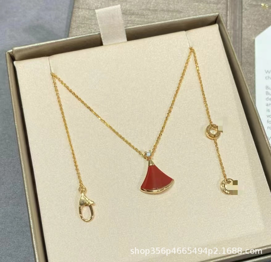 高版本Bao家小扇子项链精工CNC白贝小裙子项链S925银镀18k厚金