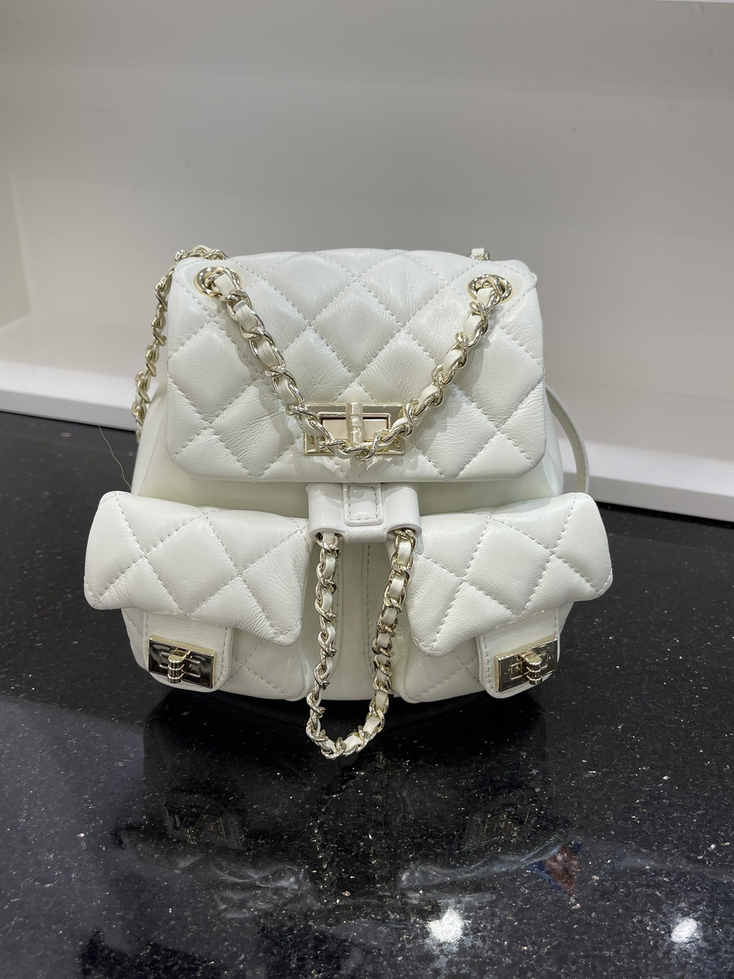 韩版时尚高级感双肩包女2025新款小香风菱格链条包小众双肩背包