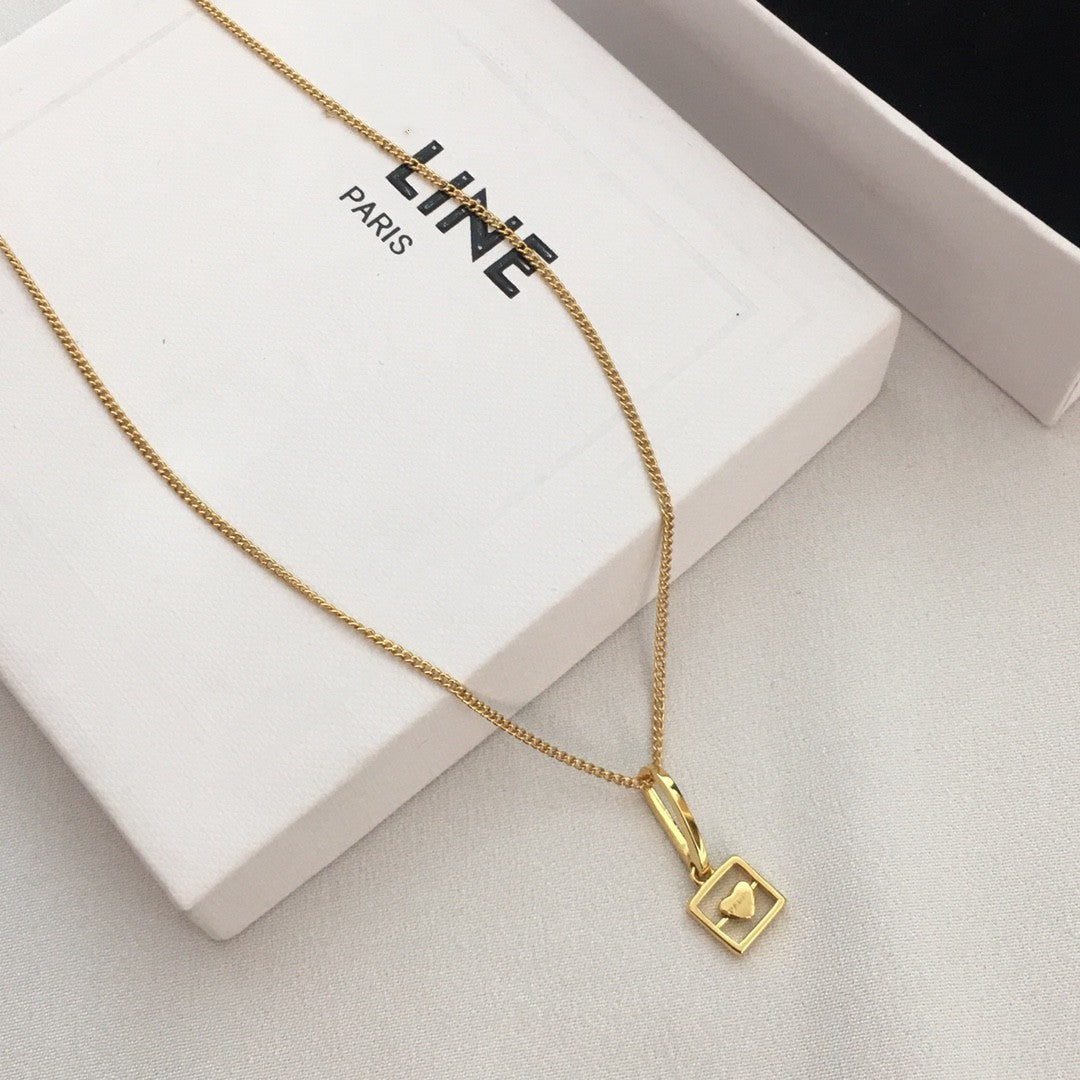 赛林家22新款方框凯旋门灵动项链女高级感气质光面爱心锁骨链