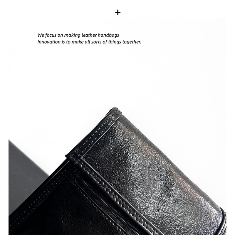 真皮手机包女斜挎包褶皱油蜡牛皮女包翻盖休闲时尚抽绳小包包竖款