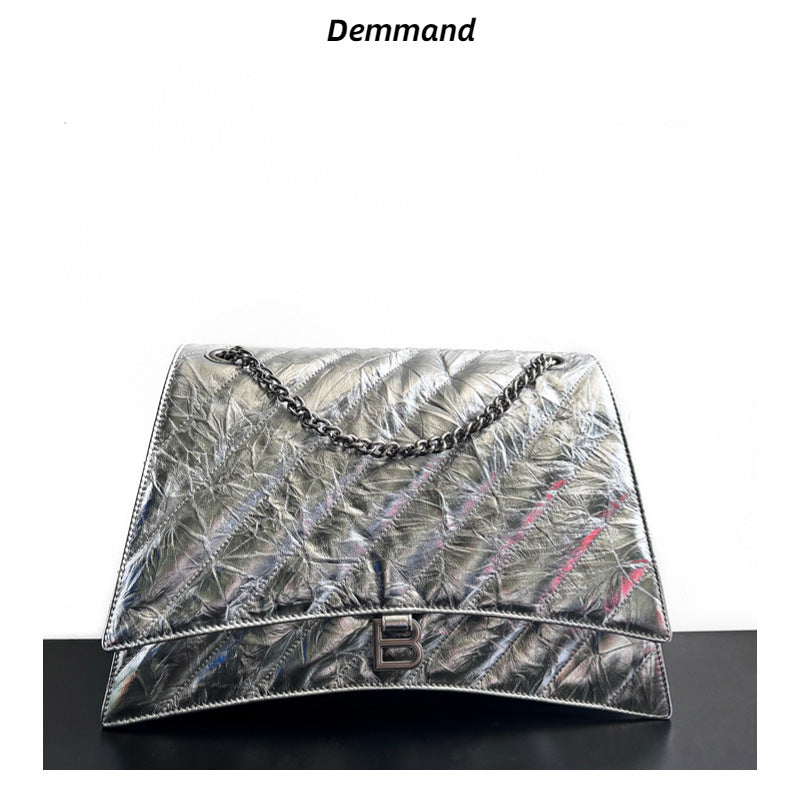 真皮沙漏包链条女士包大容量软头层小牛皮单肩斜挎时尚新款多隔层